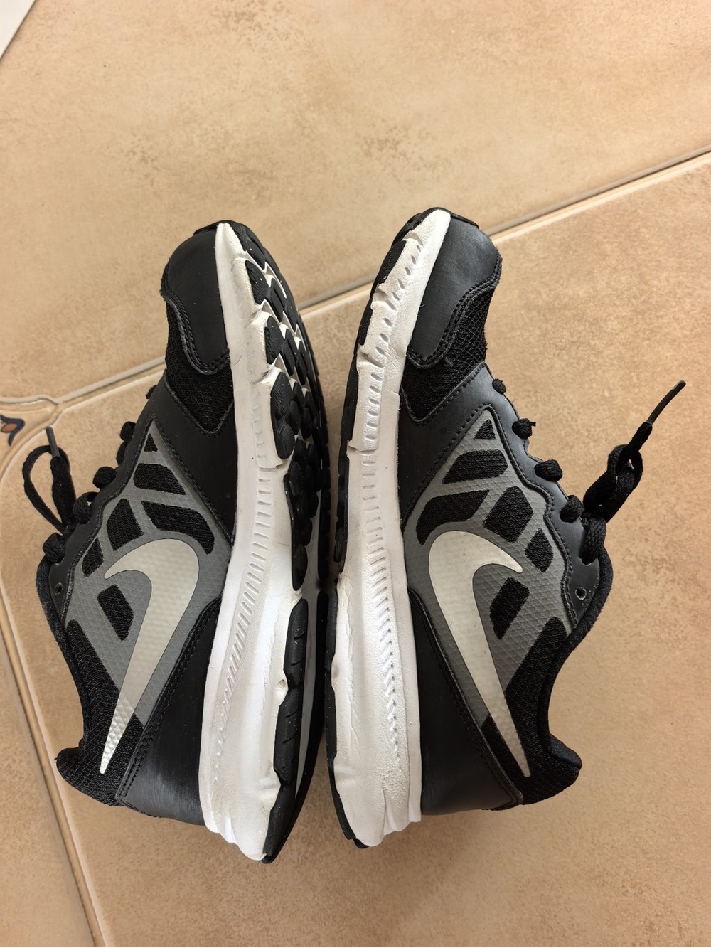 Nike Kids Black, Gray and White Athletic Sneakers